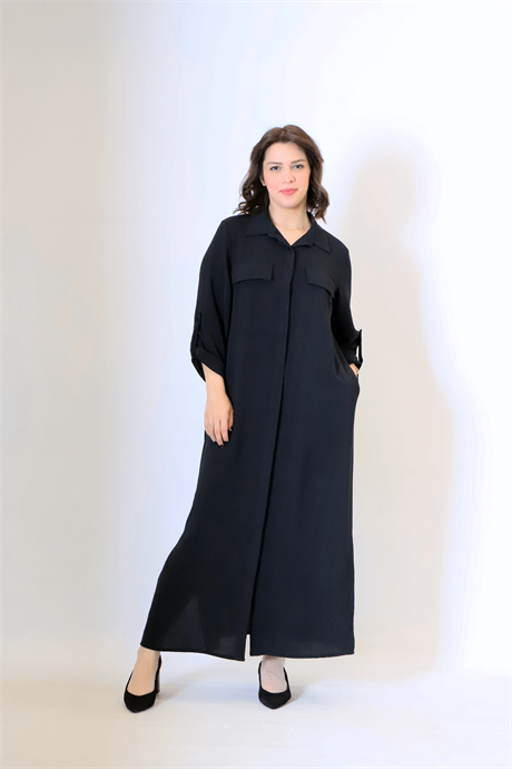 Bedrinxxl, Elbise, Büyük Beden Line Uzun Ceket Siyah