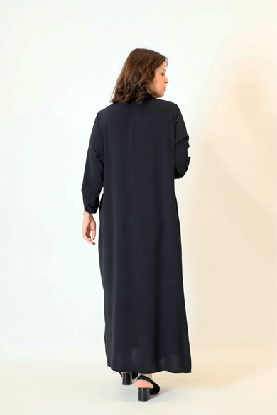 Bedrinxxl, Elbise, Büyük Beden Line Uzun Ceket Siyah