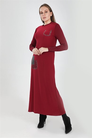Büyük Beden Efr 8806 Uzun Elbise B369 Kırmızı